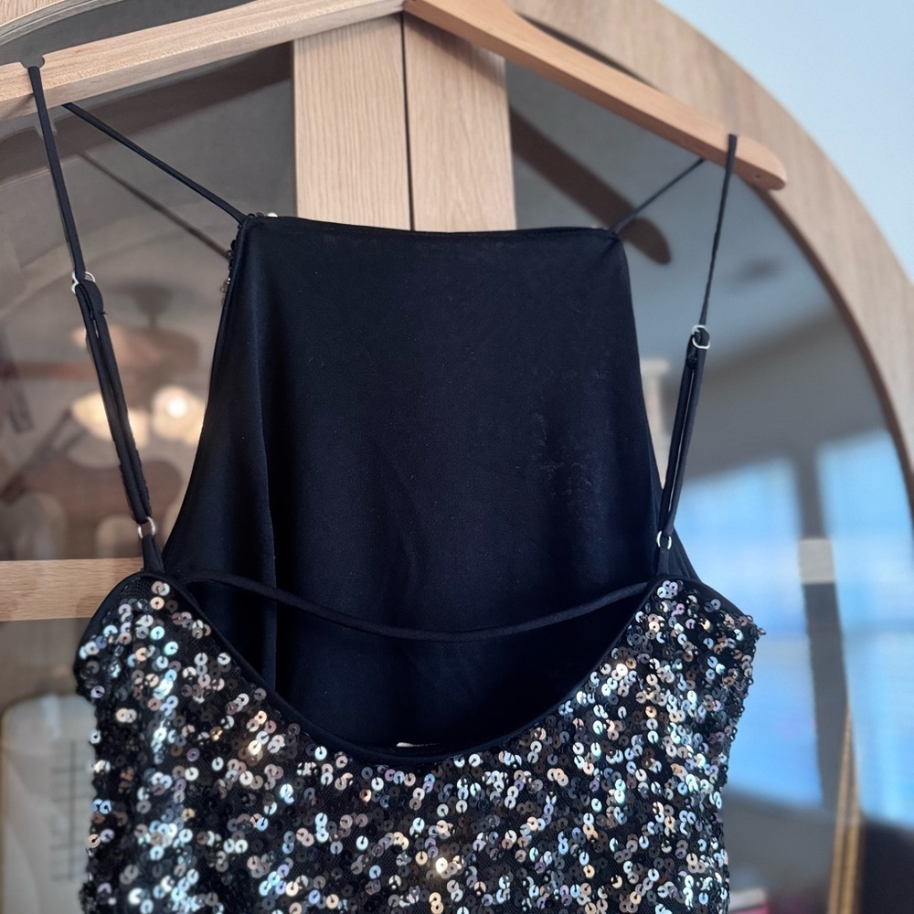 Blashe Black & Silver Halter Mini Dress BD05472 | Large Sparkly Party Cocktail - Picture 11 of 14
